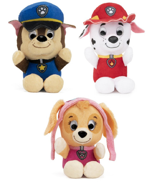 Classic Mini Paw Patrol Plush Bundle of 3, 3.5 inch Skye, Marshall and Chase