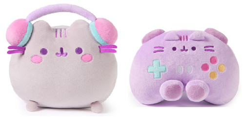 GUND Pusheen Gamer 11" Headphones and 7" Pusheen Controller Plush Bundle