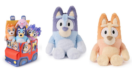 New GUND Bluey Plush Bundle, 5-Piece Car Sensory Playset, 13" Bingo and Bluey