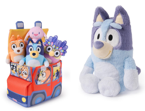 New GUND Bluey Plush Bundle, 5-Piece Family Car Sensory Playset and 13" Bluey