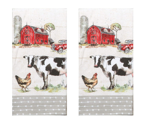 New Set of 2 Kay Dee Designs Barnyard Country Life Terry Kitchen Dish Towels