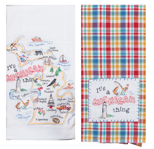 Kay Dee 2 Piece Home State of Michigan Kitchen Dish Towel Bundle of 2