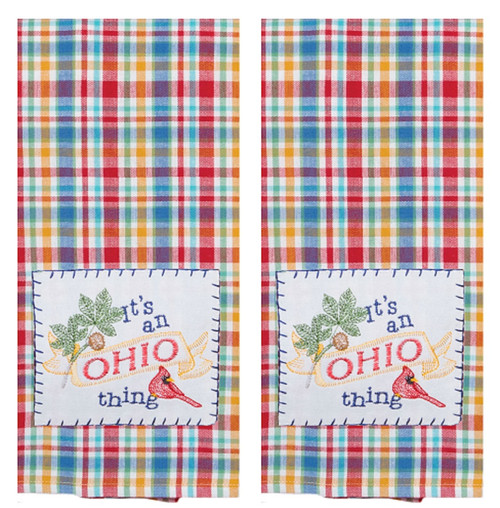 Set of 2 Kay Dee Designs State of Ohio Embroidered Applique Tea Towels