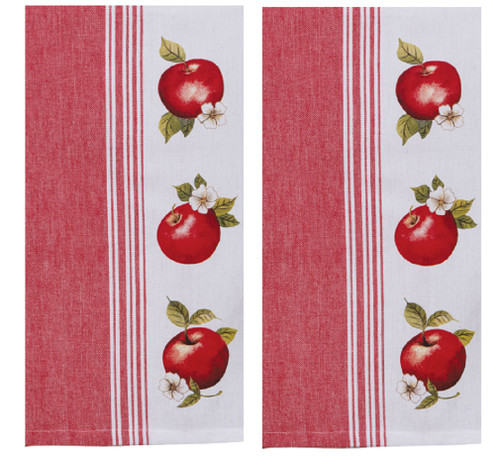 Set of 2 New Kay Dee Designs Red Apple Picking Jacquard Tea Towels New