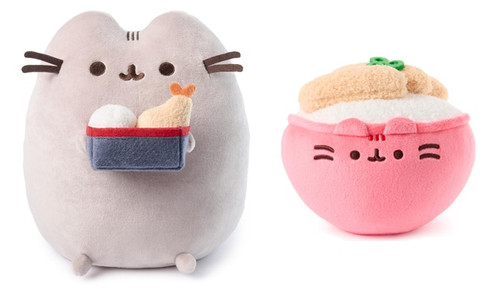 New GUND Pusheen 2 Piece Bento Plush Bundle, 6" Rice Bowl and 9" Snackable Box