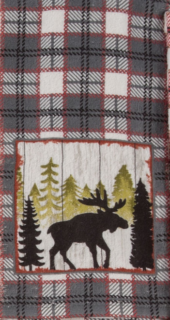 New Kay Dee Designs Red Gray Plaid Moose Terry Kitchen Dish Towel