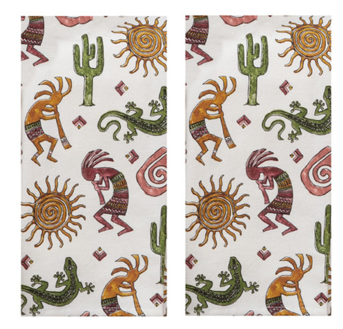 New Set of 2 Kay Dee Southwest Sundance Kokopelli Terry Kitchen Dish Towels