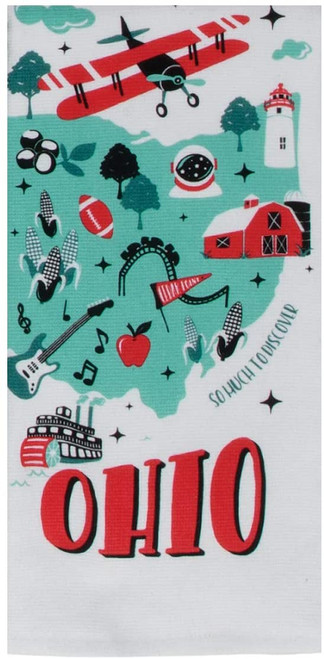 Kay Dee Designs Retro Style State Of Ohio Teal Dual Purpose Towel