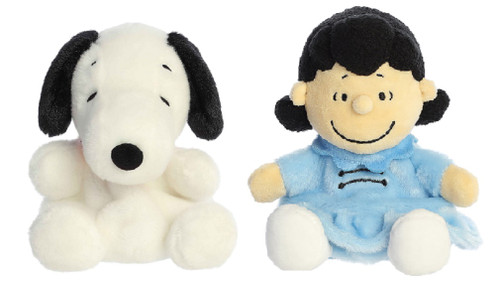New 5" Aurora Peanuts Palm Pal Plush Bundle of 2, Snoopy and Lucy