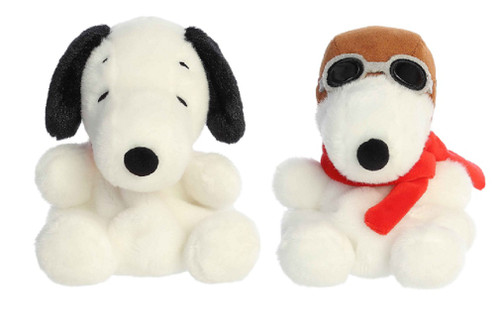 5" Aurora Peanuts Palm Pal Plush 2 Piece Bundle, Snoopy and Flying Ace