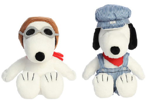 Aurora Peanuts Plush Bundle, Flying Ace Snoopy and Train Engineer Snoopy