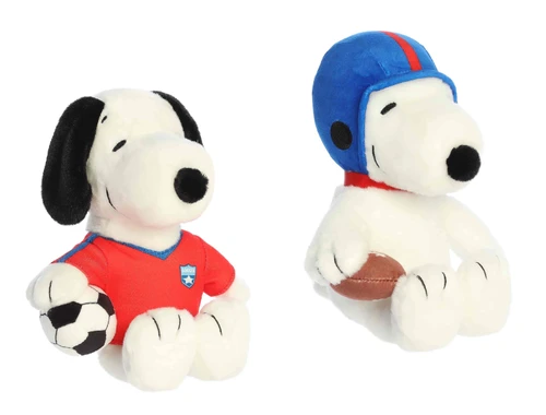 New Aurora Peanuts 2 Pc Game Day Sports Snoopy Plush Set, 8" Soccer and Football