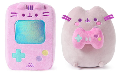 New GUND Pusheen 9.5" Gamer Plush  And 9.5" Gamer Handheld Plush Bundle