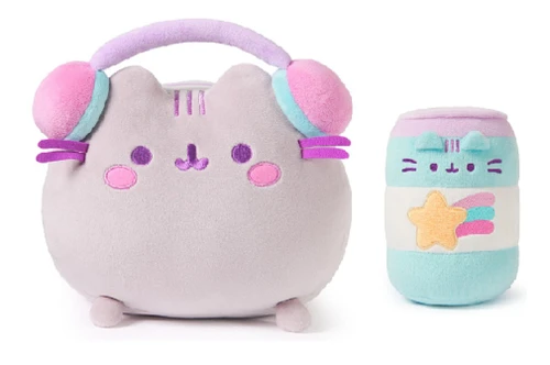 GUND Pusheen Gamer 11" Headphones and 6" Pusheen Pop Can Plush Bundle