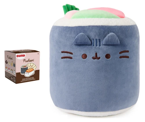 New GUND Pusheen 2 Piece Bento Plush Bundle, Blind Box and 11" Sushi Roll