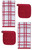 4 Piece Cinnabar Red Kitchen Set, Windowpane Towel and Solid Potholder