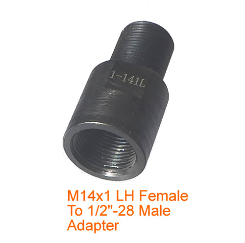 Metric Thread Adapter M14.5 X 1 Left hand to 9/16″ x 24 #4199 – Down Range  Products Company