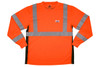Class 3 T-shirt Long Sleeve, Birdseye Mesh Fabric, Left Chest Pocket, Orange (SLSTSCL3MO)