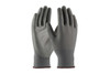Seamless Knit Polyester Glove with Polyurethane Coated Flat Grip on Palm & Fingers, Gray (S33G115)