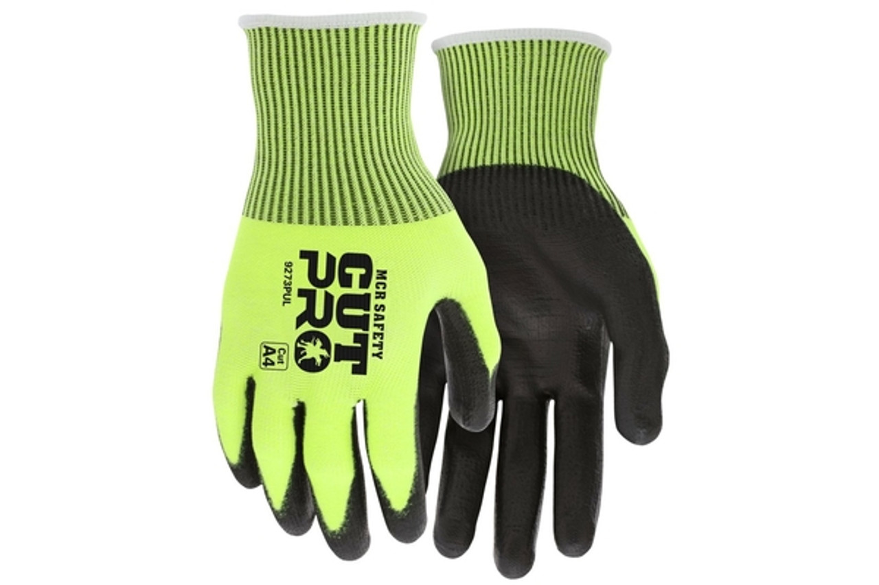 Cut Pro® 13 Gauge HyperMax™ Shell Hi Vis Cut Resistant Work Gloves  Polyurethane (PU) Coated Palm and Fingertips, Cut Level A4 - Y-pers, Inc.
