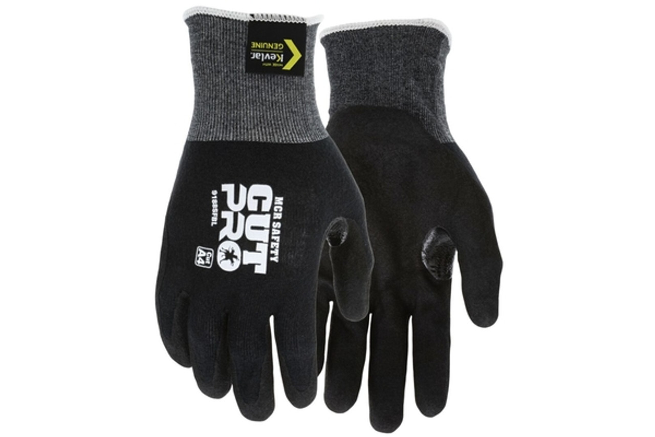 Cut Pro® 18 Gauge Black Kevlar® Comfort Cut Resistant Work Gloves Sandy Nitrile  Foam Palm and Fingertips, Cut Level A4 - Y-pers, Inc.