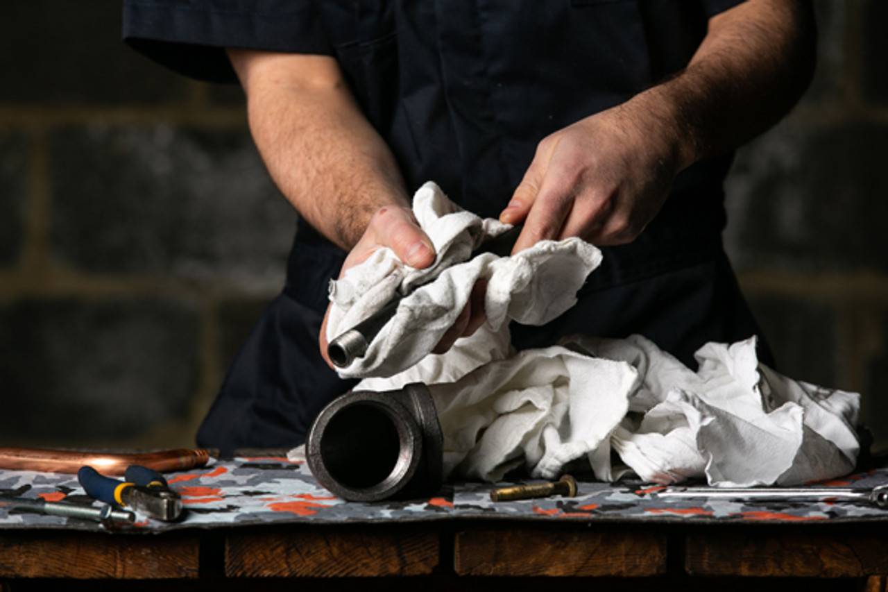 New White T-shirt Rags, Small Cut, 50-lb box - Y-pers, Inc.