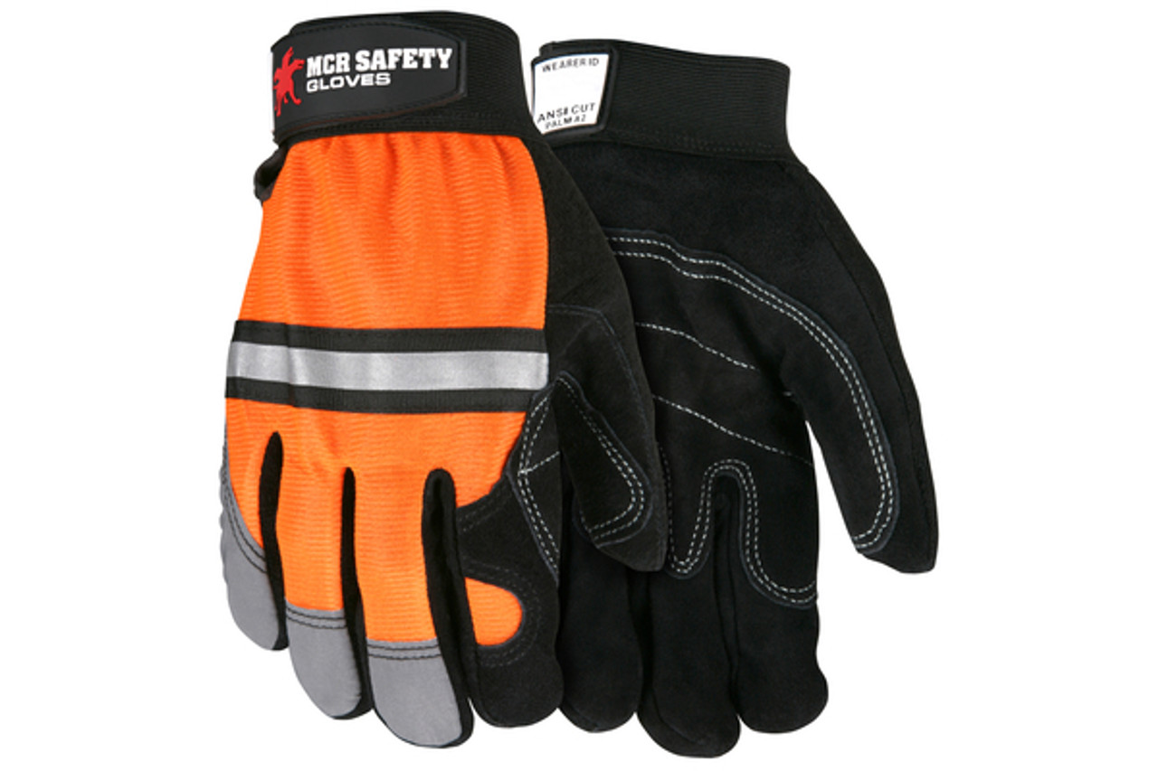 Multi-Task Reinforced Double Palm, Reflective Knuckle Strap, Hi-Viz Back