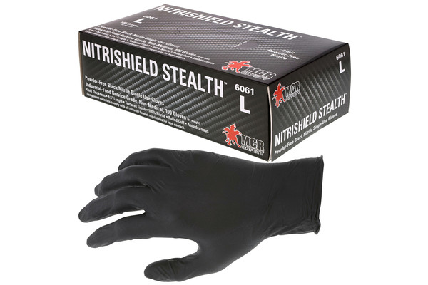 Nitrile Glove, 4-mil, Black, Powder Free, 100 per box, 10 boxes