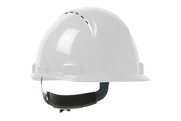 Logan™ Short Brim, Vented, Cap Style Hard Hat with HDPE Shell, 4-Point Textile Suspension and Wheel Ratchet Adjustment, White