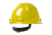 Logan™ Short Brim, Vented, Cap Style Hard Hat with HDPE Shell, 4-Point Textile Suspension and Wheel Ratchet Adjustment, Yellow (S280HP1141RSPV02)