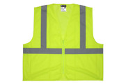 Safety Vest, Economy Class 2 Mesh, 2" Silver Reflective, Zippered Front, Lime (SV2CL2MLZ) front