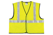 Safety Vest, Economy Class 2, 2" Silver Reflective, Hook & Loop Front, 3 Pockets, Lime (SVCL2SL)