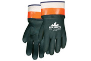Oil Hauler Safety Glove, Double Dipped Green PVC over Orange, Safety Cuff, Jersey Lined (SGSS6410SC)