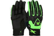 Extreme Work® Strike ProteX™ ToughX Suede Palm with Hi-Vis Green Fabric Back and TPR Impact Protection - XLock Cuff Extreme Work® Strike ProteX™ ToughX Suede Palm with Hi-Vis Green Fabric Back and TPR Impact Protection - XLock Cuff