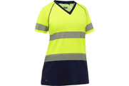 Bisley® Women's Class 2 Short Sleeve T-Shirt with Navy Bottom, Lime (S312W118TYN)
