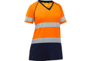Bisley® Women's Class 2 Short Sleeve T-Shirt with Navy Bottom, Orange (S312W118TON)