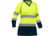 Bisley® Women's Class 3 Long Sleeve Shirt with Navy Bottom, Lime (S313W6118TYN)