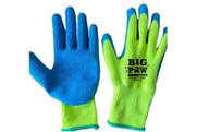 Big Paw Insulated Work Gloves, Blue Latex Coated Palm, Hi-Visibility Yellow (S5000)