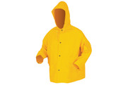 Rain Jacket, Classic, .35mm, PVC/Polyester Jacket, Attached Hood, Snap Front, Yellow (SC200JH)