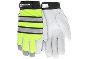 Multi-Task Insulated grain goatskin palm, Fluorescent lime back with reflective stripe (SGMT968)