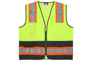 Safety Vest Class 2, 4" Stripes, Solid Front, Mesh Back, Lime (SWCCL2MLSZ)