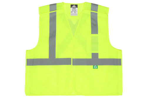 Hi-Vis Recycled Safety Vest, Class 2, 5 point Break Away, 10 per case (SRXCL2ML) MCR RXCL2ML Hi-Vis Recycled Safety Vest, Class 2, 5 point Break Away, 10 per case (SRXCL2ML) MCR RXCL2ML