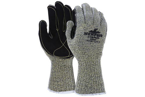 Cut Pro® Hero™ 7 Gauge Kevlar®/Stainless Steel/ Nylon, 5" Knit Wrist and Leather Palm, ANSI Cut A7 (SGK93861G) MCR 93861G Cut Pro® Hero™ 7 Gauge Kevlar®/Stainless Steel/ Nylon, 5" Knit Wrist and Leather Palm, ANSI Cut A7 (SGK93861G) MCR 93861G