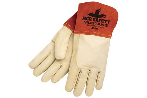 Premium Leather Welding Work Gloves, Top Grain Leather, 4.5" Leather Gauntlet Cuff (SGL4950)