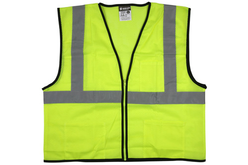 Safety Vest, Class 2, Mesh, Zipper Front, 3 Pockets (SVCL2MLZ)