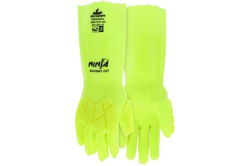 Ninja® Alchemy Cut Work Gloves, PVC Coated, Cut and Chemical Resittance, TPR Back of Hand, 14" Length, ANSI Cut Resistance A4 (SGSSN2659HVL) Ninja® Alchemy Cut Work Gloves, PVC Coated, Cut and Chemical Resittance, TPR Back of Hand, 14" Length, ANSI Cut Resistance A4 (SGSSN2659HVL)