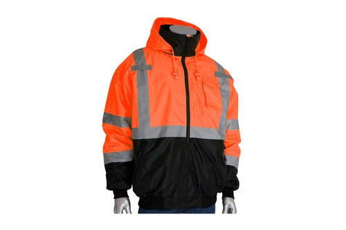 Value Black Bottom Bomber Jacket with Zip Out Fleece Liner, Class 3, Orange (S3331766OR)