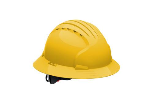 Evolution® Deluxe 6161 Full Brim Hard Hat with HDPE Shell, 6-Point Polyester Suspension and Wheel Ratchet Adjustment, Yellow (S280EV616120)