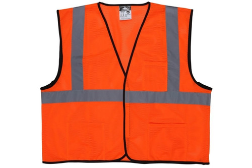 Safety Vest, Class 2, Velcro Front, Mesh, Orange (SVCL2MO)