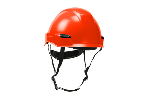 Rocky™ Nylon Suspension Industrial Climbing Helmet with Polycarbonate / ABS Shell, Wheel Ratchet Adjustment and 4-Point Chin Strap, Orange (S280HP141R03)